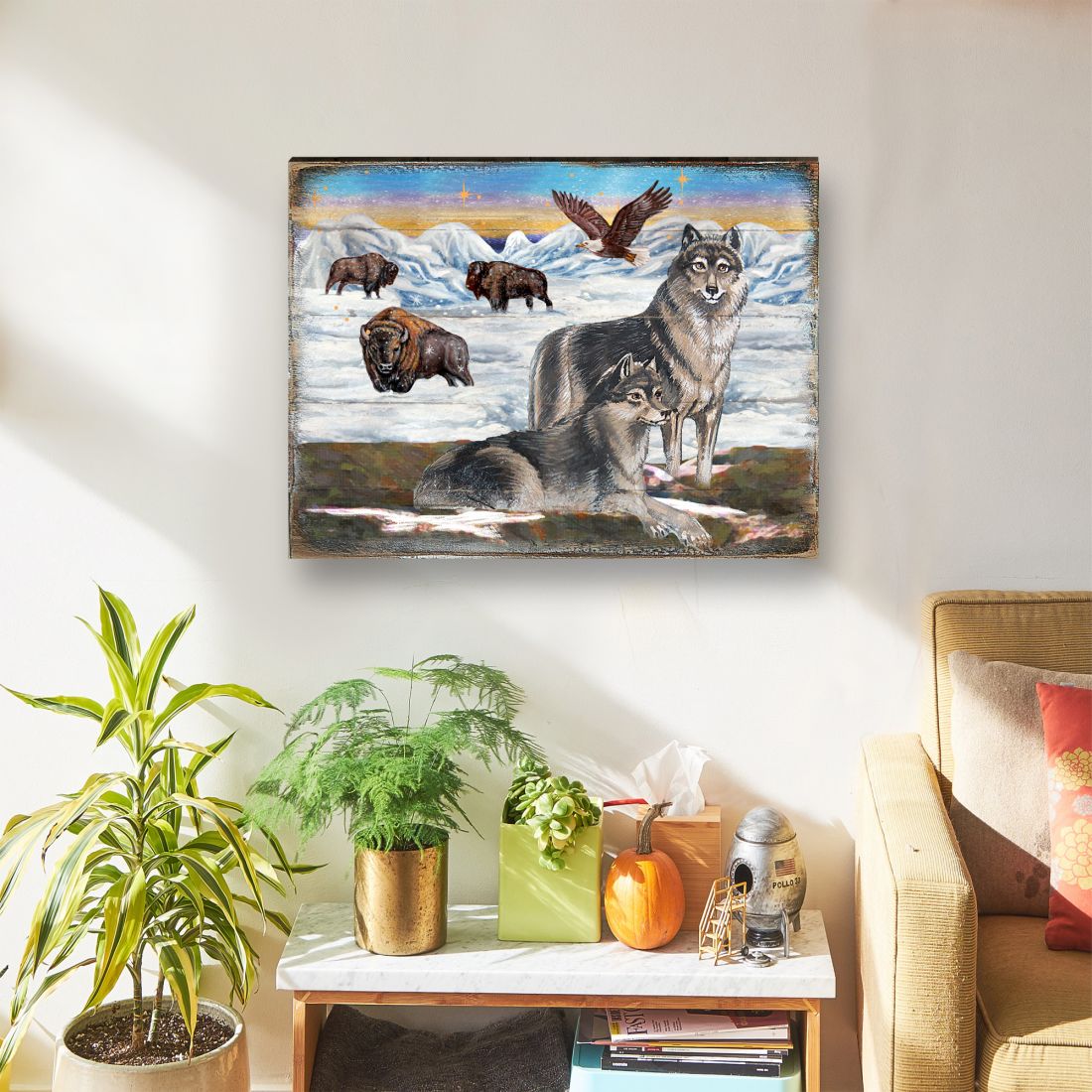 Winter Wolves Art Wooden Wall Art by Nature Wonders Christmas Decoration