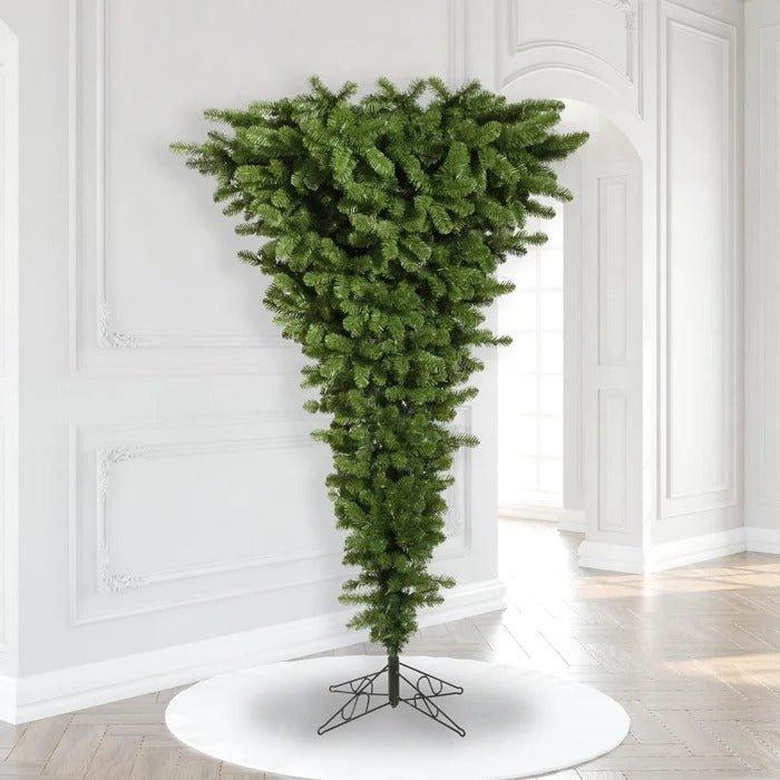 90" Upside Down Artificial Christmas Tree - Unique Green Holiday Decor - Christmas Trees USA