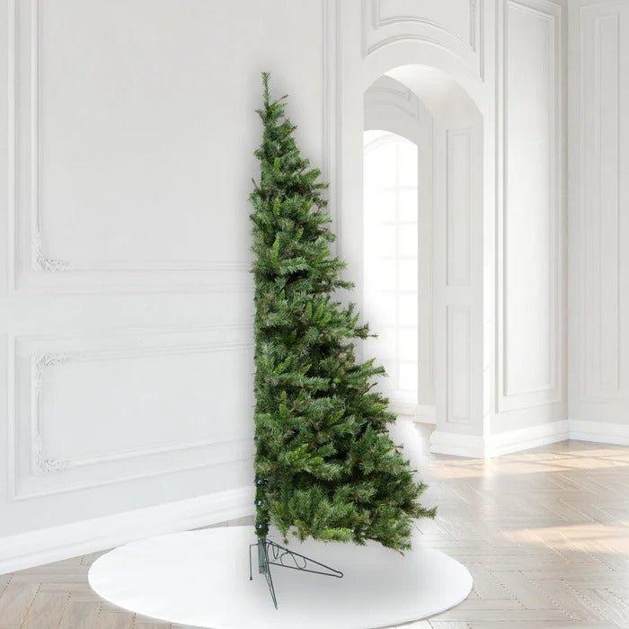 7.5' Green Artificial Half Pine Christmas Tree – The Holiday Aisle, Flat Back Design - Christmas Trees USA