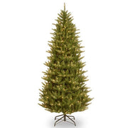 7.5' Lighted Artificial Fir Christmas Tree – 750 Clear Lights, Slim Profile, Realistic Branches - Christmas Trees USA