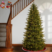 7.5' Lighted Artificial Fir Christmas Tree – 750 Clear Lights, Slim Profile, Realistic Branches - Christmas Trees USA