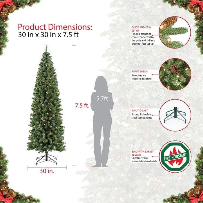 7.5' Lighted Northern Fir Christmas Tree – 350 Clear Lights, Realistic Branch Tips - Christmas Trees USA