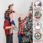 7.5' Lighted Artificial Fir Christmas Tree – 1319 Tips, 700 Clear Lights, Flocked - Christmas Trees USA