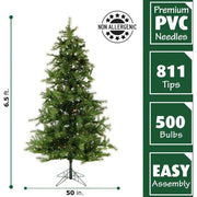 7.5' Lighted Foxtail Pine Artificial Christmas Tree with 900 Clear LED Lights - Christmas Trees USA