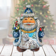 Santa with Polar Bear and Cubs Handcrafted Christmas Figurine - G. DeBrekht - Christmas Santa Snowman Decor - 533422