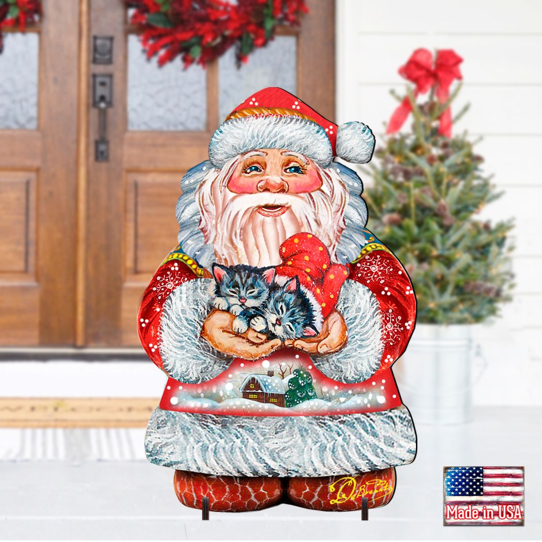 Holiday Kitten Santa Holiday Outdoor Yard Sign by G. DeBrekht - Christmas Decor - 8117808F