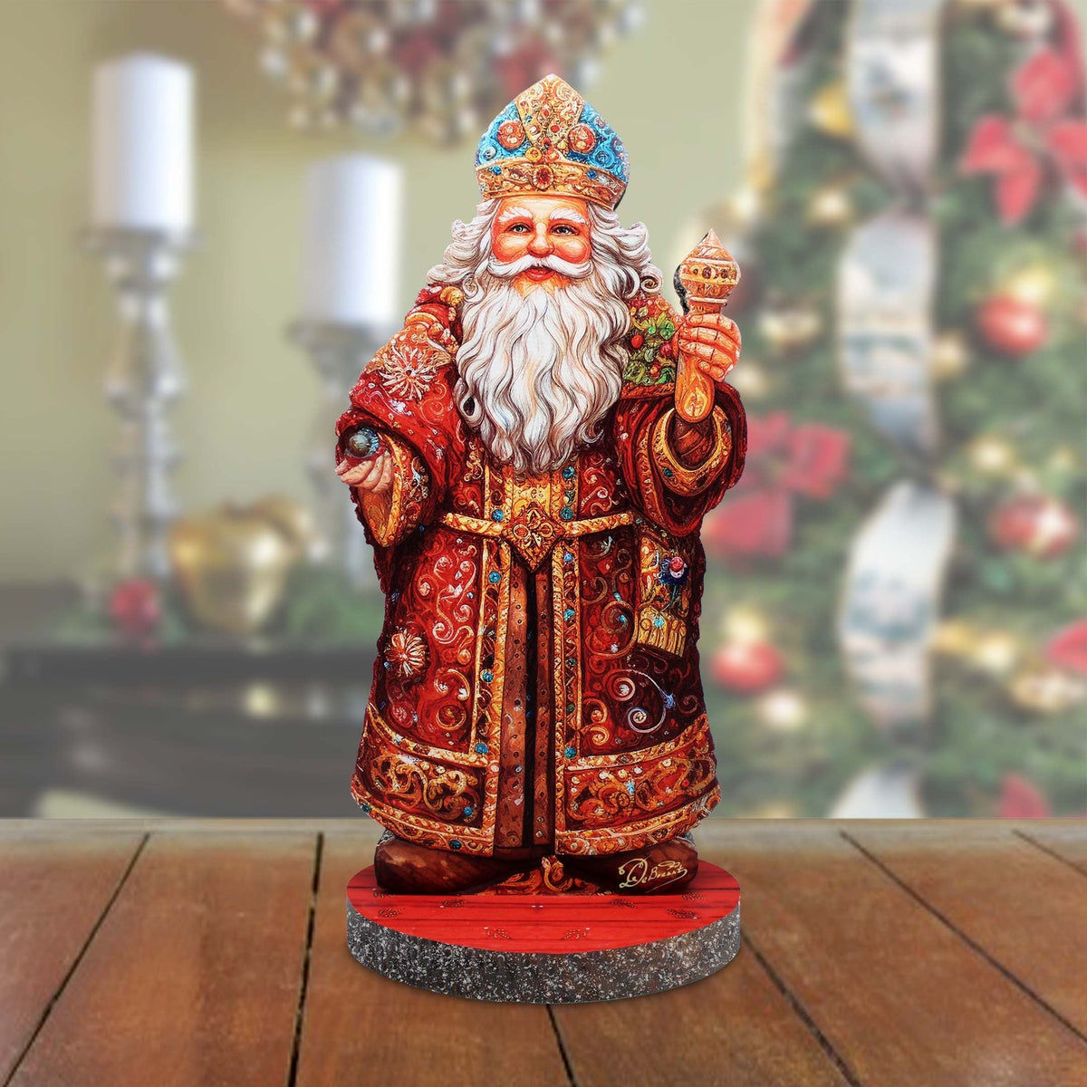 Festive Santa Limited Edition Centerpiece Wooden Figurine