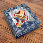 Angel Descending from Heaven Cross Glass Ornament by G. Debrekht - Nativity Holiday Decor - 758-025