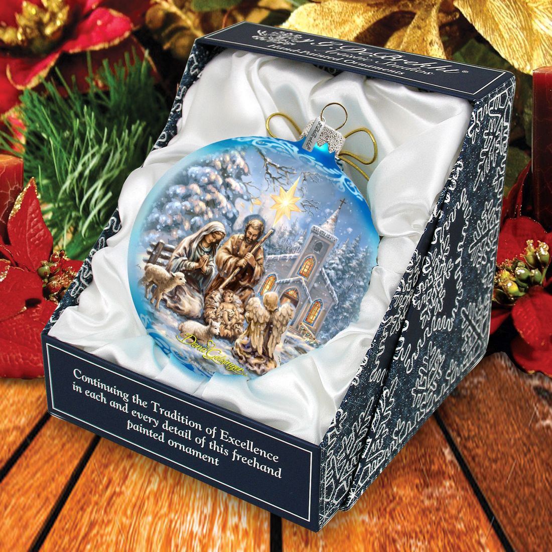 Nativity at the Chapel Glass Ornament Limited Edition by D. Gelsinger - Nativity Holiday Decor - 73895-1606