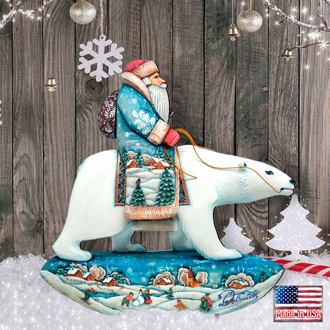 Polar Bear Santa Christmas Outdoor Scene
