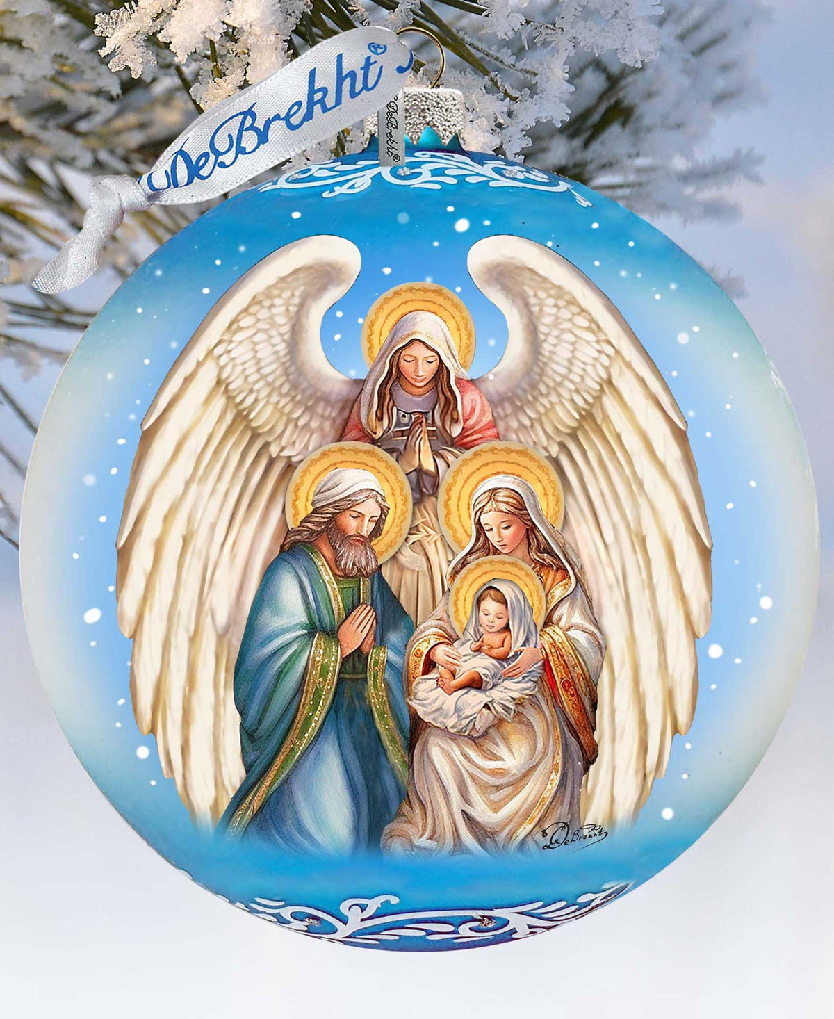 Angel's Divine Presence Nativity Lg Glass Ornament by G. Debrekht - Nativity Holiday Decor - 73934