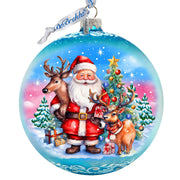Santas Best Friends Lg Glass Ornament by G.Debrekht - Christmas Santa Snowman Decor - 73947