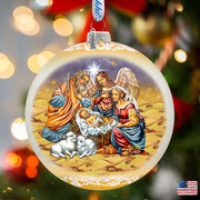 Regal Nativity Lg Glass Ornament in Gold by G.Debrekht - Christmas Decor - 73928G