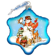 Night Forest Snowman Glass Ornament