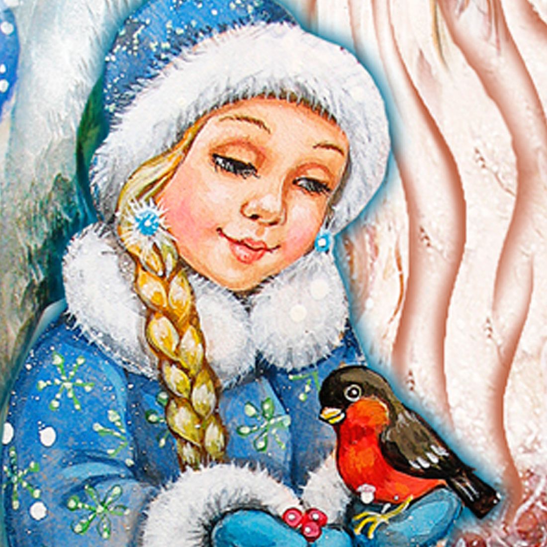 Santa with Girl Christmas Outdoor Decor by G. DeBrekht - Christmas Santa Snowman Decor - 8111410F
