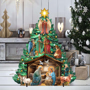 Nativity-Themed Christmas Tree Outdoor Indoor Decor Wooden Christmas Decoration
