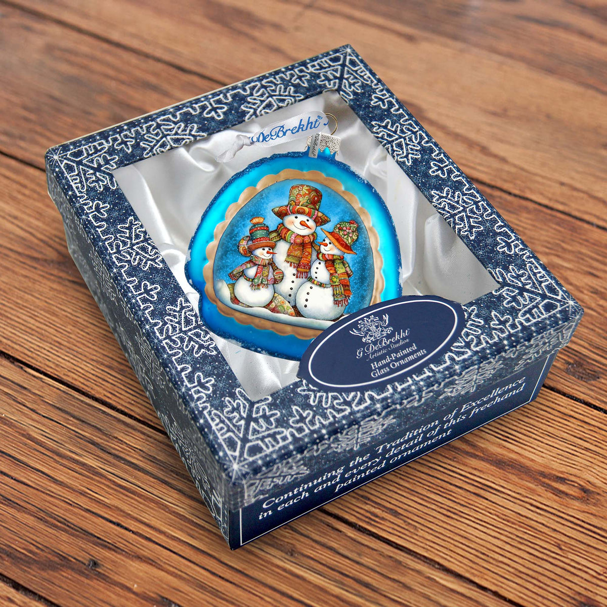 Snowman Family Rainbow Glass Ornament