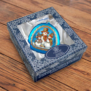 Snowman Family Rainbow Glass Ornament