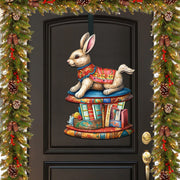 Carousel Bunny with Books Holiday Door Decor