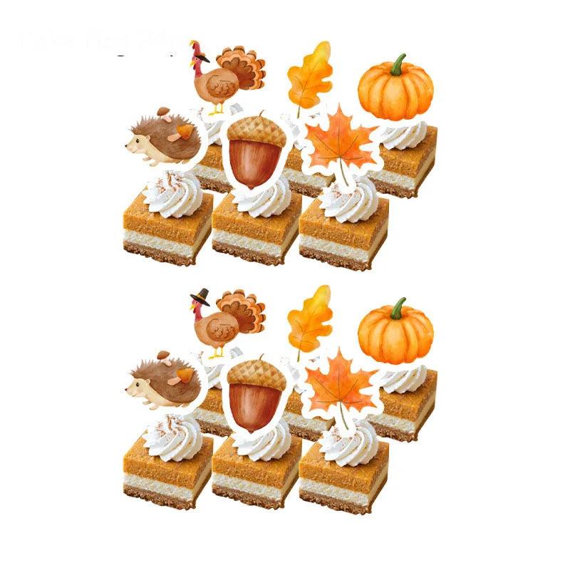 Thanksgiving Turkey Cartoon Theme Disposable Tableware Paper Plates Cups Balloons Flag