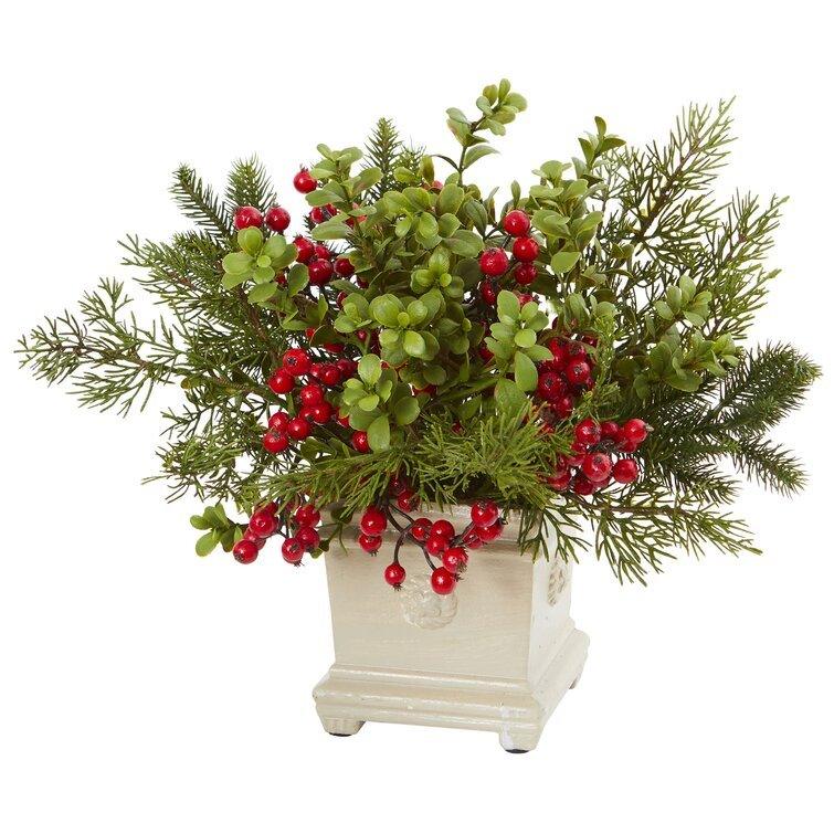 Berry Floral Arrangement in Vase - Christmas Trees USA