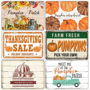 Pumpkin Vintage Poster Sign Plate Thanksgiving Retro Metal
