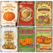 Pumpkin Vintage Poster Sign Plate Thanksgiving Retro Metal