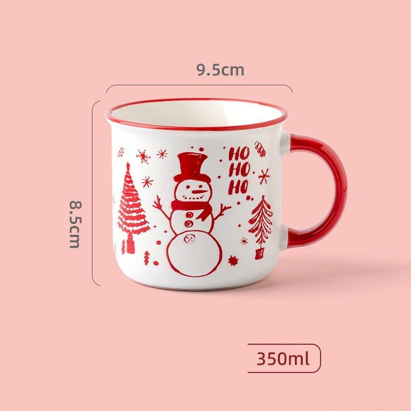 Christmas Ceramic Mug Snowman Printed Coffee Cup - Christmas Trees USA