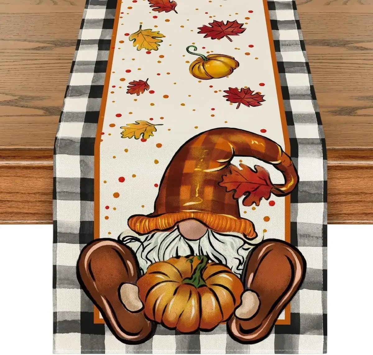 Autumn Thanksgiving Table Runner Linen - Christmas Trees USA