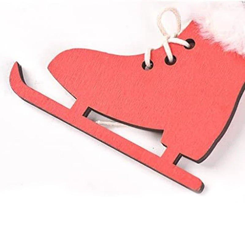 Christmas Hanging Ornament Wooden Skate Shaped - Christmas Trees USA