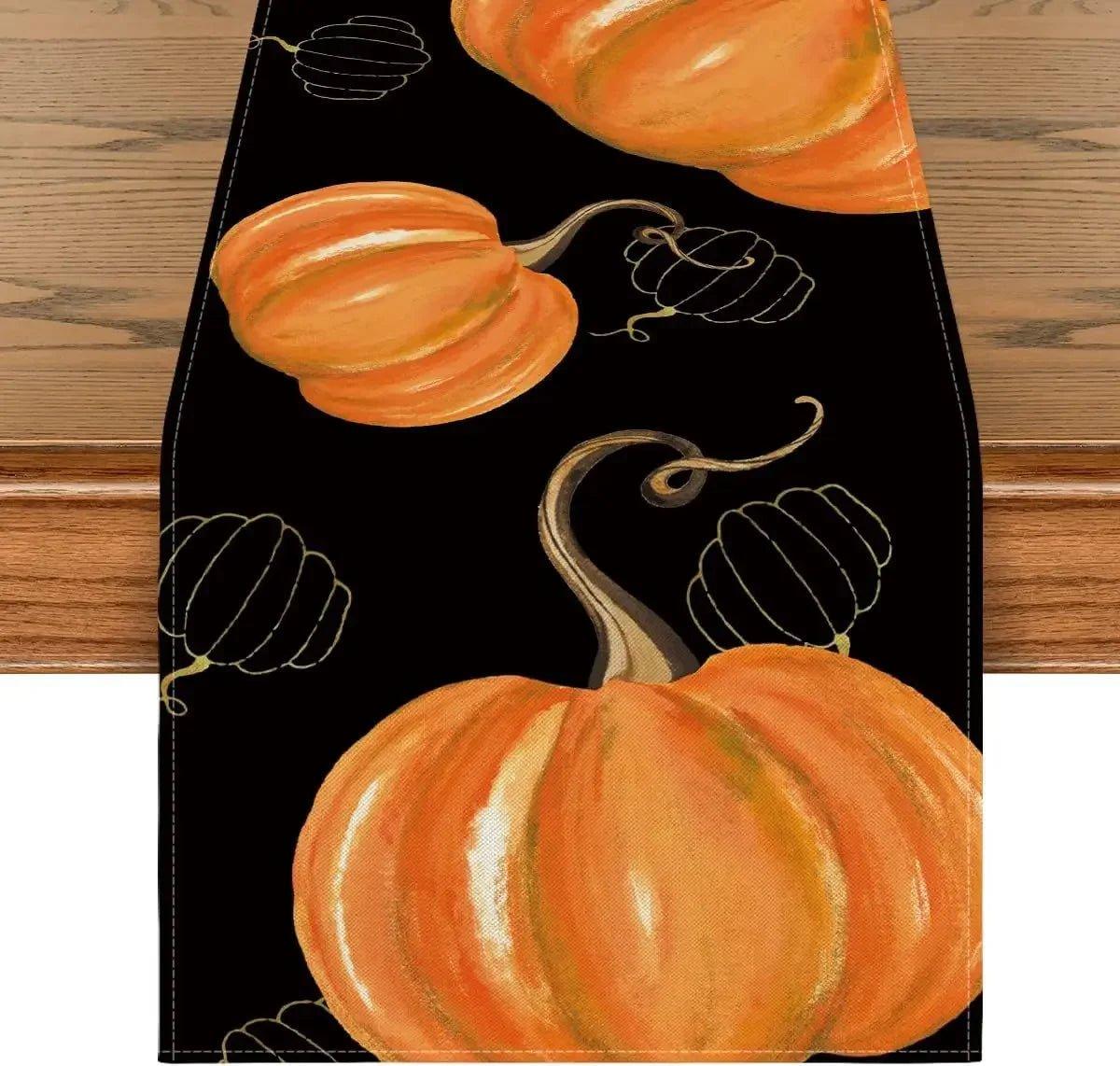 Autumn Thanksgiving Table Runner Linen - Christmas Trees USA