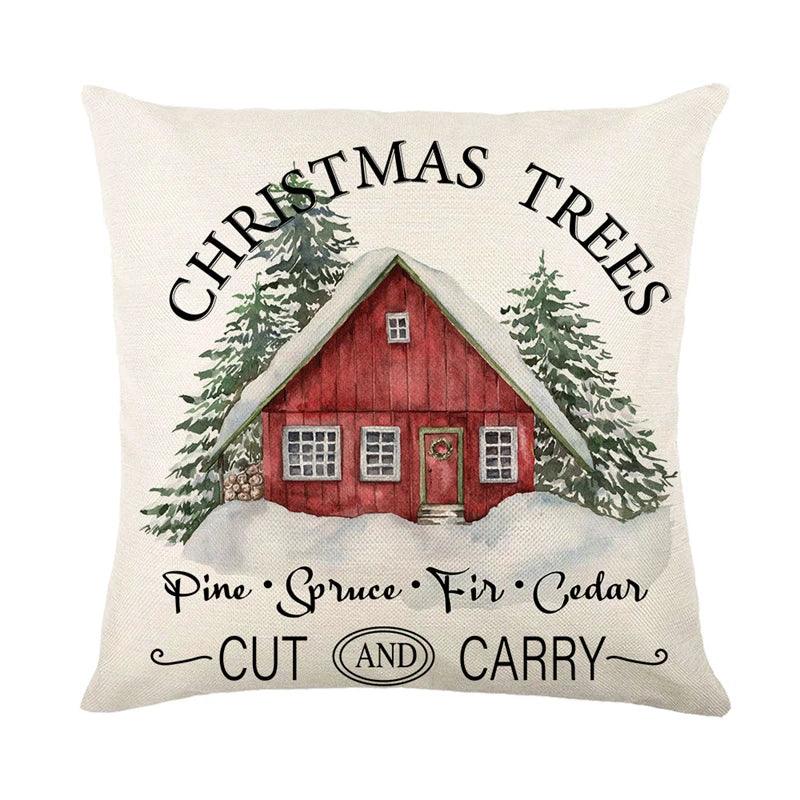 Linen Merry Christmas Pillow Cover