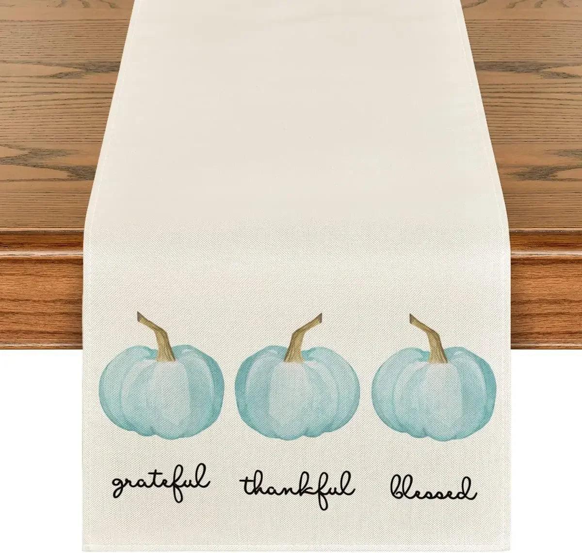 Autumn Thanksgiving Table Runner Linen - Christmas Trees USA