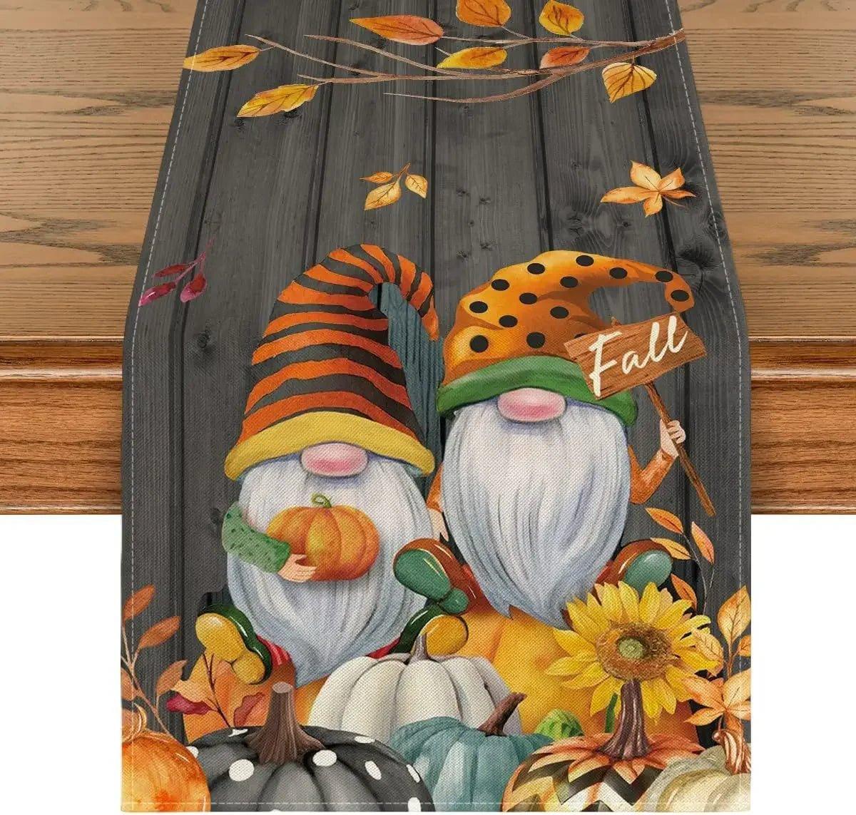 Autumn Thanksgiving Table Runner Linen - Christmas Trees USA