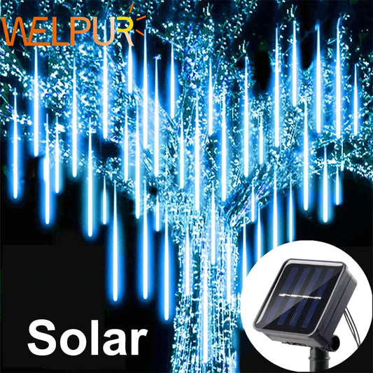 LED Meteor Shower Outdoor Solar Christmas Decoration Light String