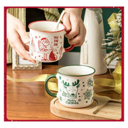 Christmas Ceramic Mug Snowman Printed Coffee Cup - Christmas Trees USA