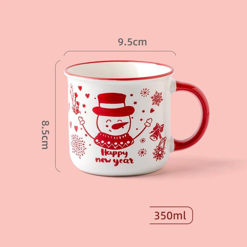 Christmas Ceramic Mug Snowman Printed Coffee Cup - Christmas Trees USA