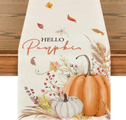 Autumn Thanksgiving Table Runner Linen - Christmas Trees USA