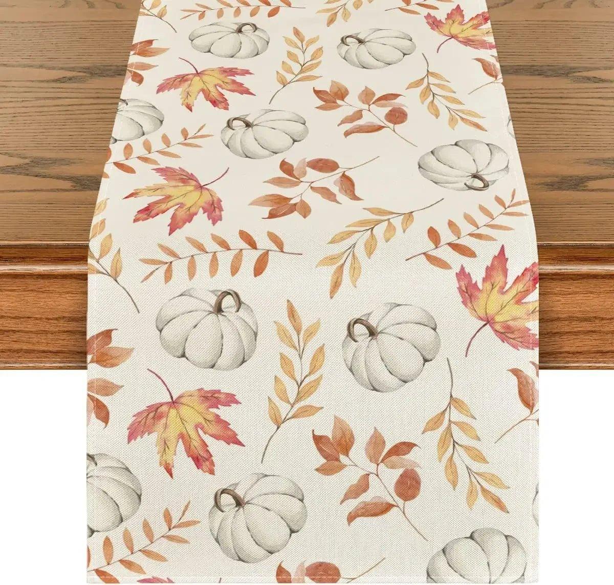 Autumn Thanksgiving Table Runner Linen - Christmas Trees USA