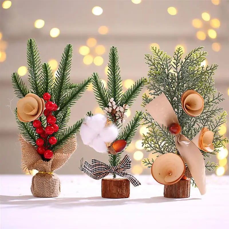 Artificial Plastic Plant Ornaments Mini Christmas Tree