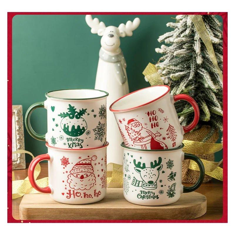 Christmas Ceramic Mug Snowman Printed Coffee Cup - Christmas Trees USA