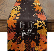 Autumn Thanksgiving Table Runner Linen - Christmas Trees USA