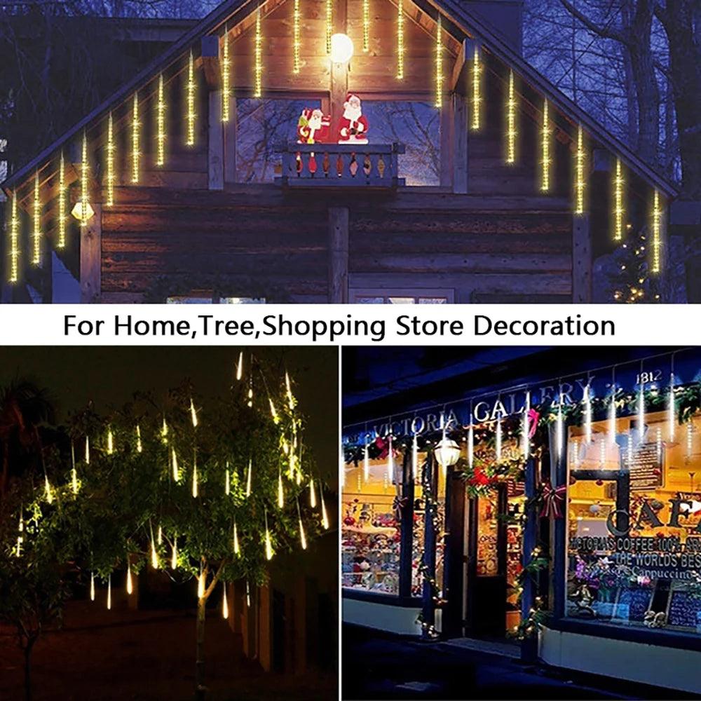 LED Meteor Shower Outdoor Solar Christmas Decoration Light String