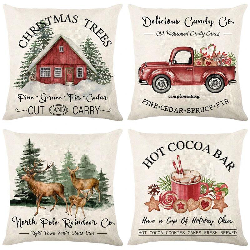 Linen Merry Christmas Pillow Cover