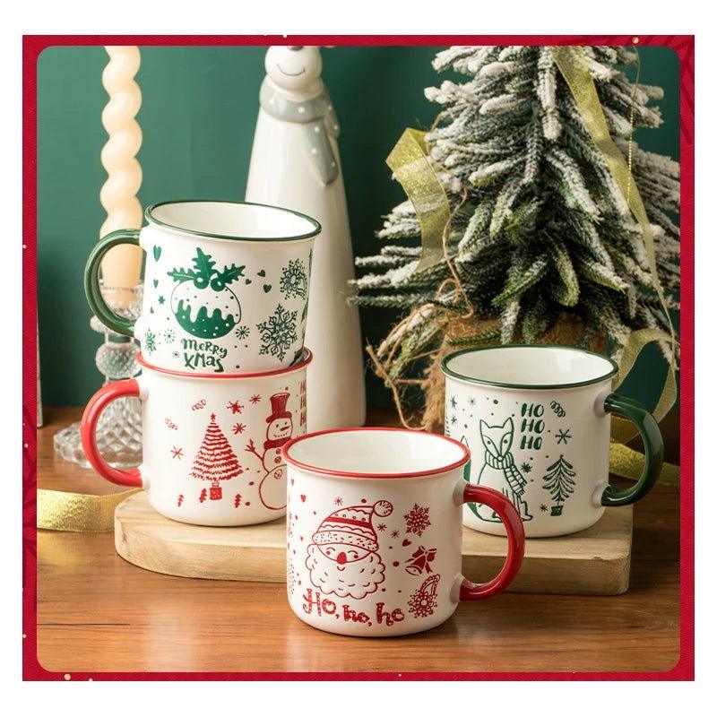 Christmas Ceramic Mug Snowman Printed Coffee Cup - Christmas Trees USA