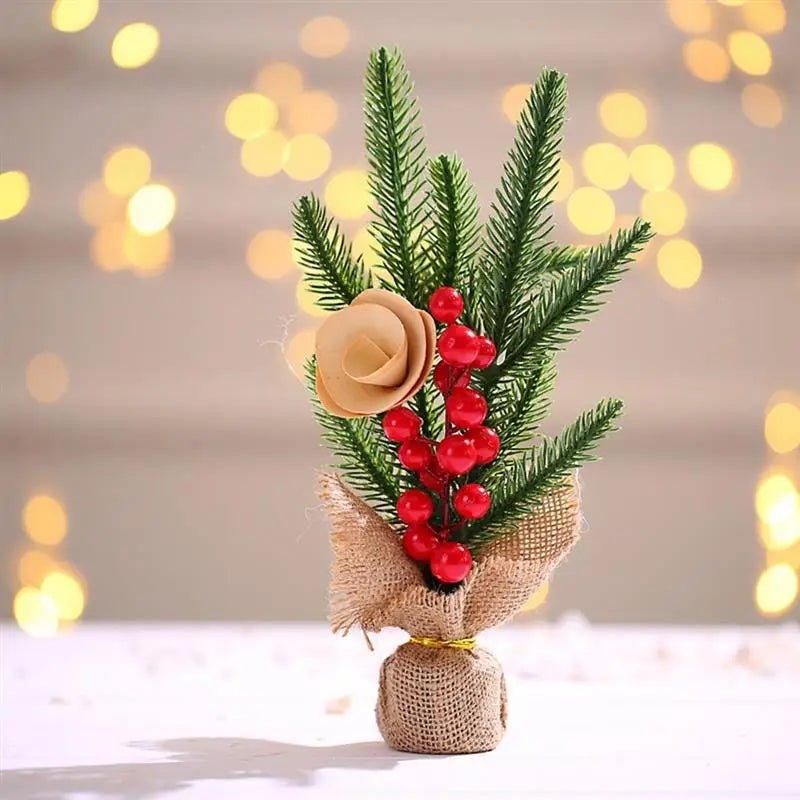 Artificial Plastic Plant Ornaments Mini Christmas Tree - Christmas Trees USA