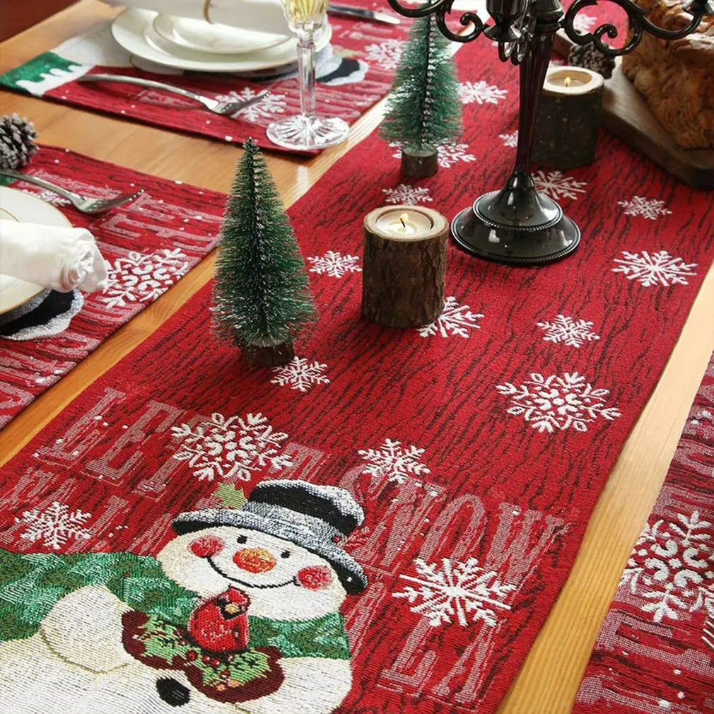 Christmas Table Runner Snowflakes Tablecloth