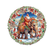 Santa on Elephant Holiday Door Decor  by G. Debrekht - Christmas Decor - 8611043H