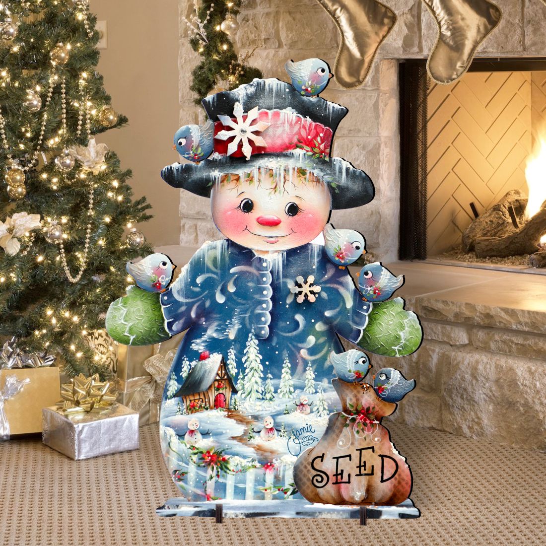 Blue Seed Freezing Christmas Outdoor Yard Sign by Jamie Mills-Price Christmas Santa Snowman Decor - 8457511F