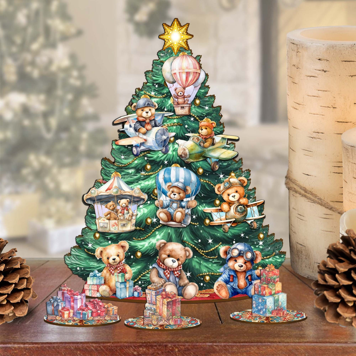 Teddy Bear Christmas Tree Eco Wood Set